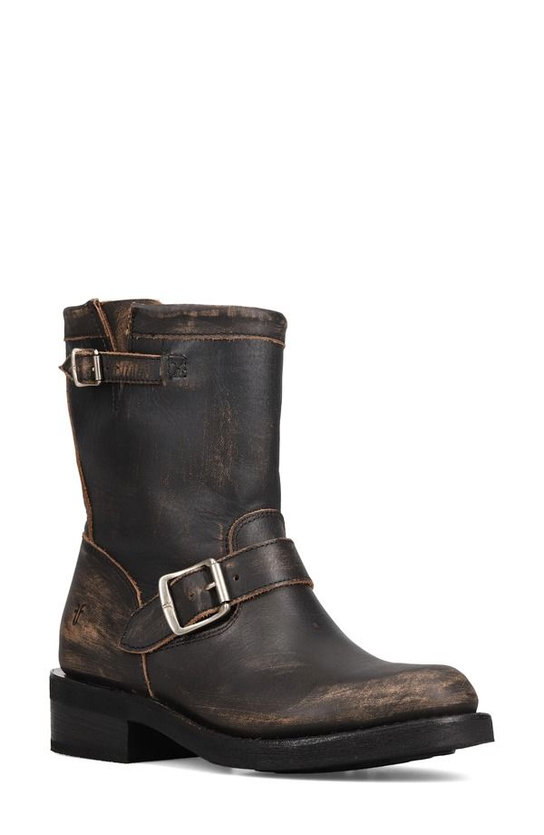 フライ レディース シューズ ブーツ・レインブーツ Frye Viv Short Engineer Boot Distressed Black ブラック
