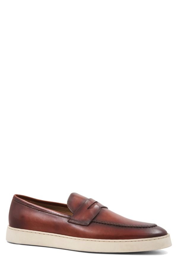 ブルーノマグリ メンズ シューズ ローファー Bruno Magli Prato Penny Loafer Cognac White ホワイト