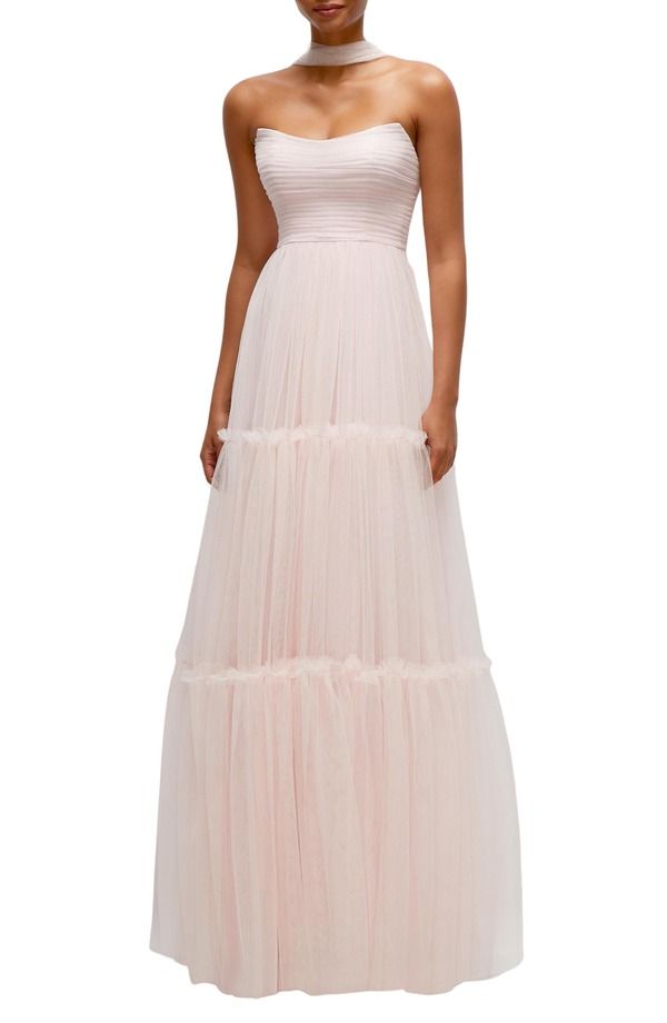 ドレッシーコレクション レディース トップス ワンピース チュール ティアード ストラップレス Dessy Collection Strapless Tiered Tulle Gown Ballet Pink ピンク