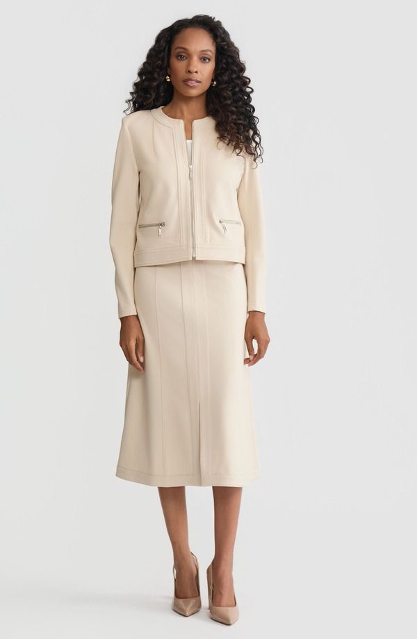 ミソック レディース アウター ジャケット・ブルゾン Misook Heritage LuxeStretch Ponte Sport Jacket Biscotti