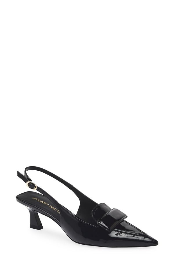 スチュアート ワイツマン レディース シューズ ヒール ローファー Stuart Weitzman Sovinnie Slingback Patent Loafer Pump Black ブラック