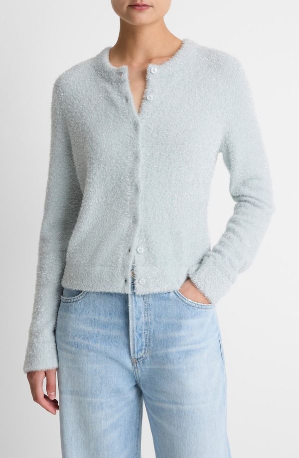 ヴィンス レディース アウター パーカー・スウェットール カーディガン Vince Metallic Eyelash Cardigan Glacier メタリック