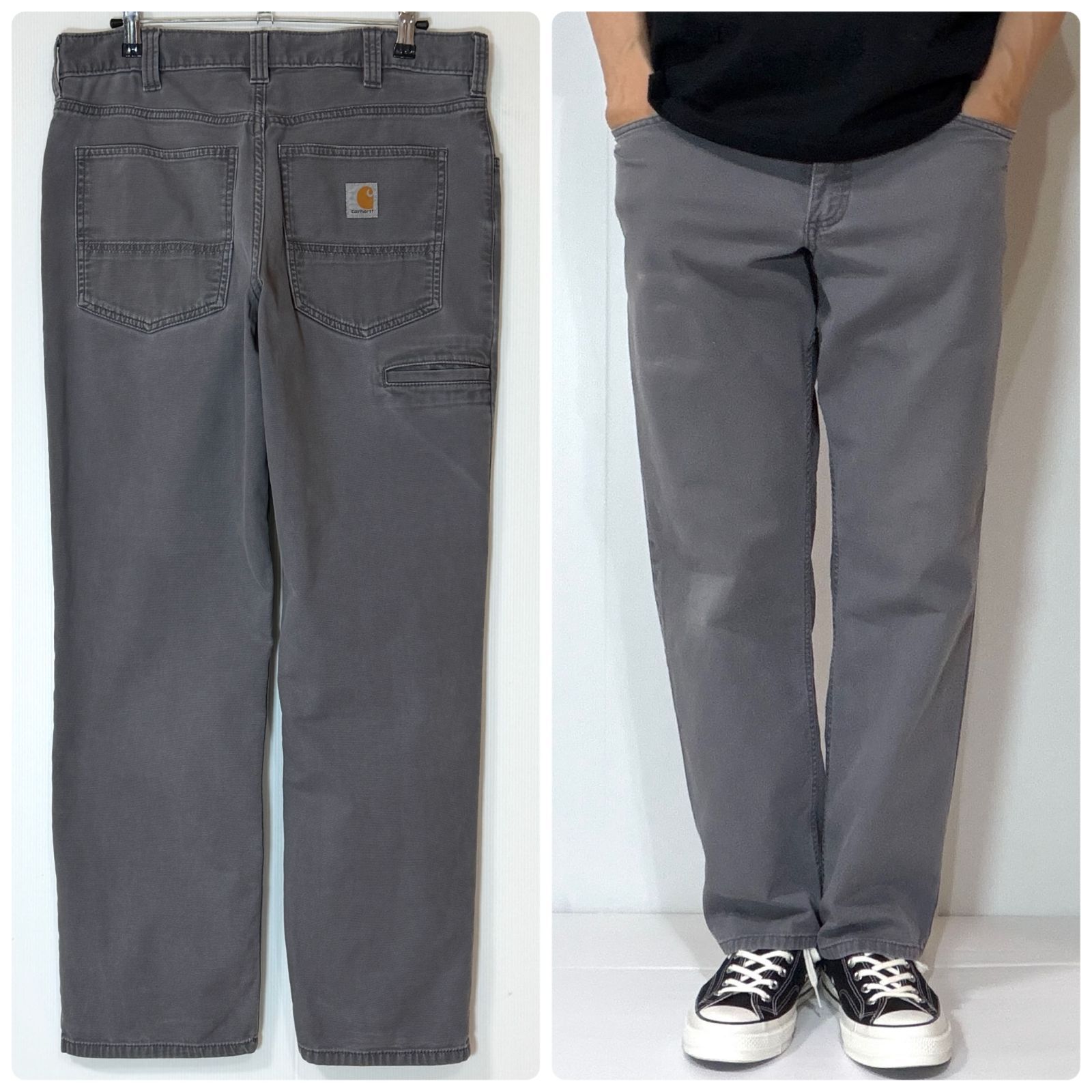 美フェード レアサイズ Carhartt カーハート ストレッチ ライトダック ペインターパンツ W32L30 実寸W33L29 GVL Relaxed Fit チャコールグレー リラックスフィット ワークパンツ ゴールデンサイズ US企画 p26053611