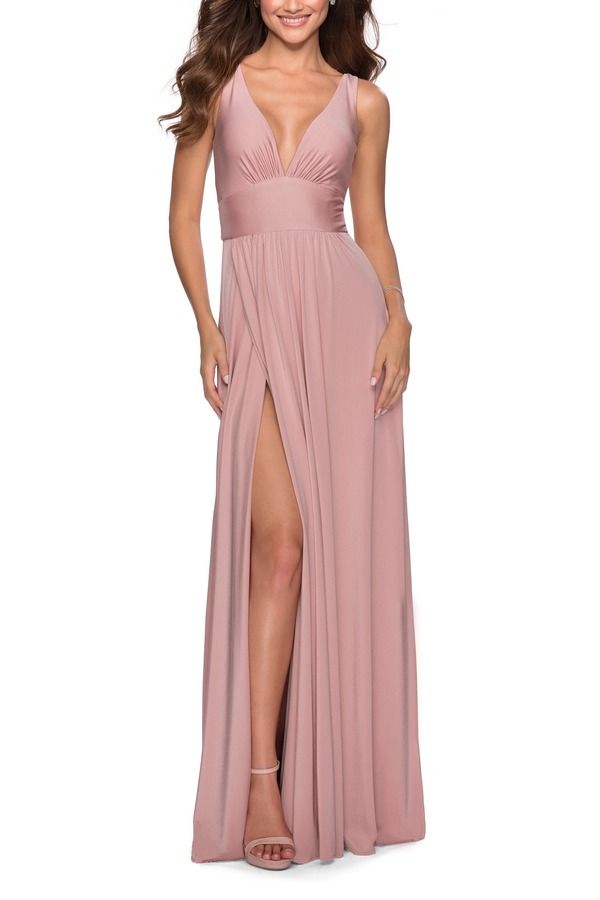 ラフェム レディース トップス ワンピース エンパイア La Femmempire Waist Gown with Deep V Neckline Mauve