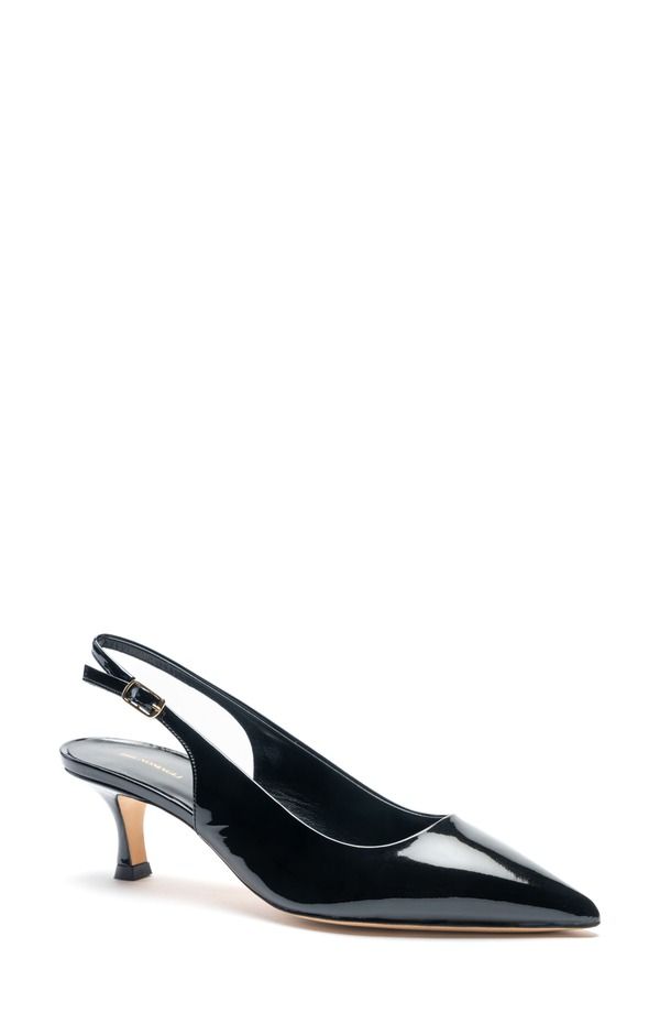 ブルーノマグリ レディース シューズ ヒール Bruno Magli Palerma Pointed Toe Kitten Heel Slingback Pump Black Patent ブラック