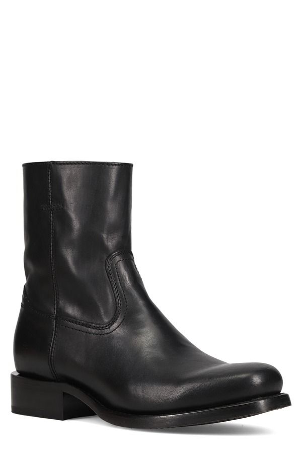フライ メンズ シューズ ブーツ・レインブーツ レザー Frye Campus Leather Plain Toe Zip Boot Black ブラック