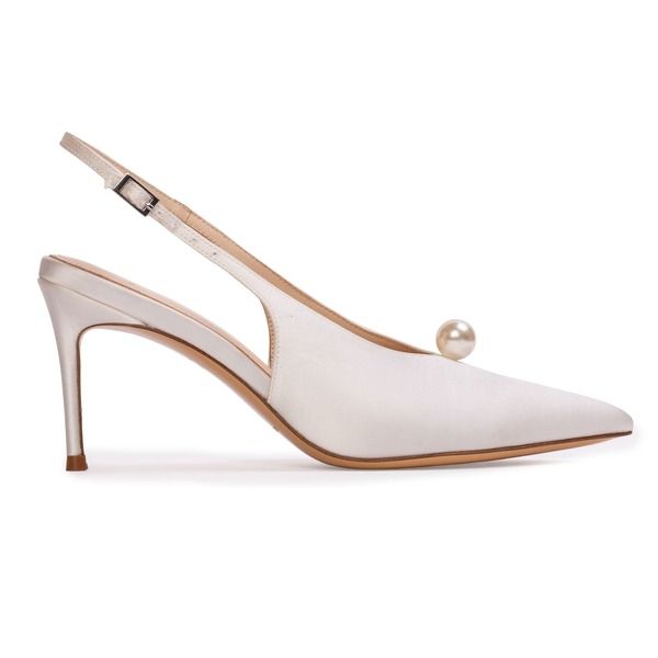 ブラックスエードスタジオ レディース シューズ パンプス サテン BLACK SUEDE STUDIO Reina 80 Satin Pump White SatinPearl Ornament ホワイト