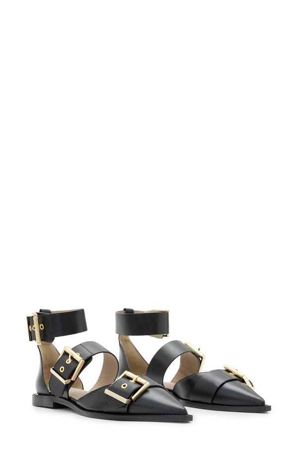オールセインツ レディース シューズ パンプス アンクル AllSaintsutton Ankle Strapointed Toe Flat Black ブラック