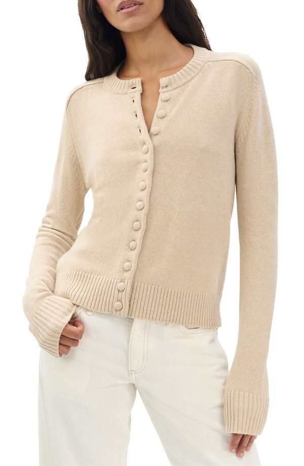 ラグアンドボーン レディース アウター パーカー・スウェット クルーネック カーディガン レース rag bone Wallace Crewneck Cardigan Oatmeal オートミール