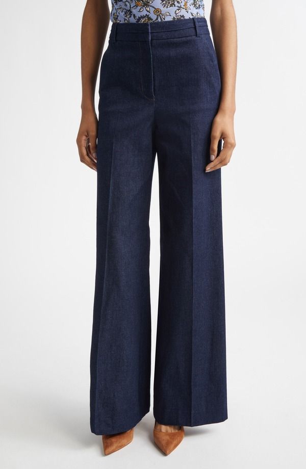 ヴェロニカ ベアード レディース ボトムス デニムパンツ ワイドレッグ ジーンズ Veronica Beard Crue Wide Leg Jeans Midnight Wash