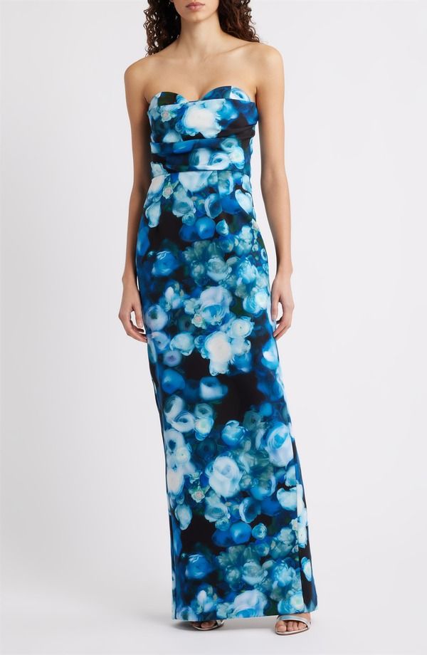 ブラックハロ レディース トップス ワンピーストラップレス Black Halo Leonora Strapless Gown Cerulean Corsage 55,080円