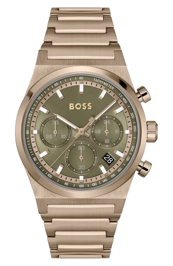 ボス メンズ アクセサリー 腕時計 BOSS Candor Chronograph Bracelet Watch 41mm Olive Green グリーン