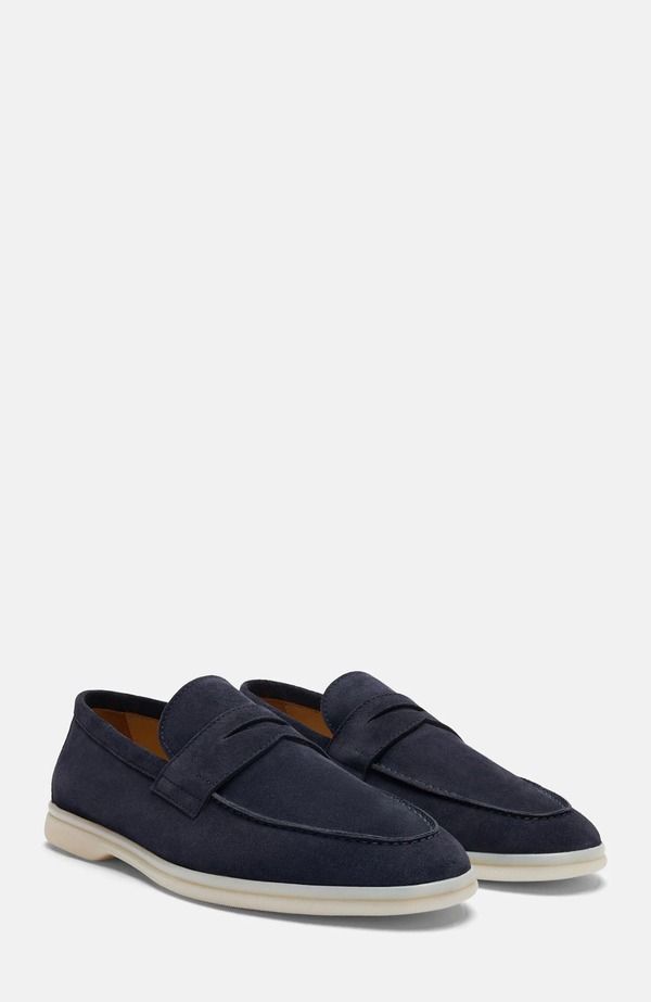 スカロッソ メンズ シューズ スリッポン・ローファー SCAROSSO Luciano Loafers Blue Suede ブルー