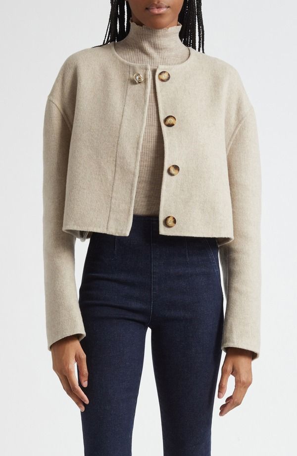 ヴェロニカ ベアード レディース アウター ジャケット・ブルゾン ウール Veronica Beard Philips Crop Wool Blend Jacket Oatmeal Melange オートミール