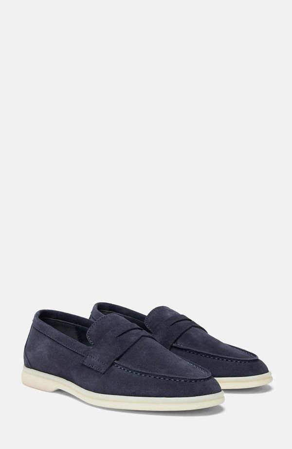 スカロッソ レディース シューズ スリッポン・ローファー SCAROSSO Luciana Loafers Blue Suede ブルー