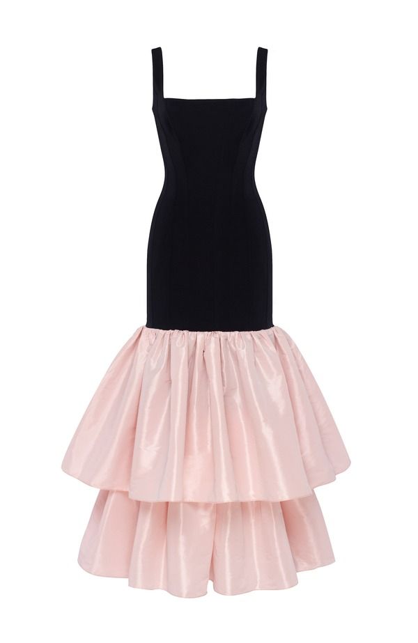 ミルカ レディース トップス ワンピース ティアード スカート マキシ Milla Fitted Maxi Dress With Puffy Tiered Skirt BlackPink ブラック