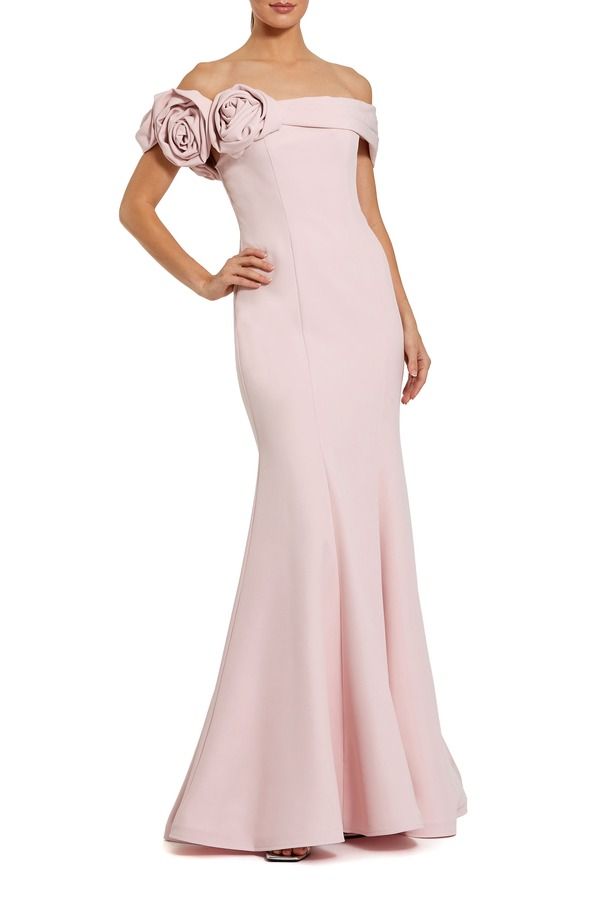 マックダガル レディース トップス ワンピース クレープ Mac Duggal Off The Shoulder Crepe Mermaid Gown Vintage Rose