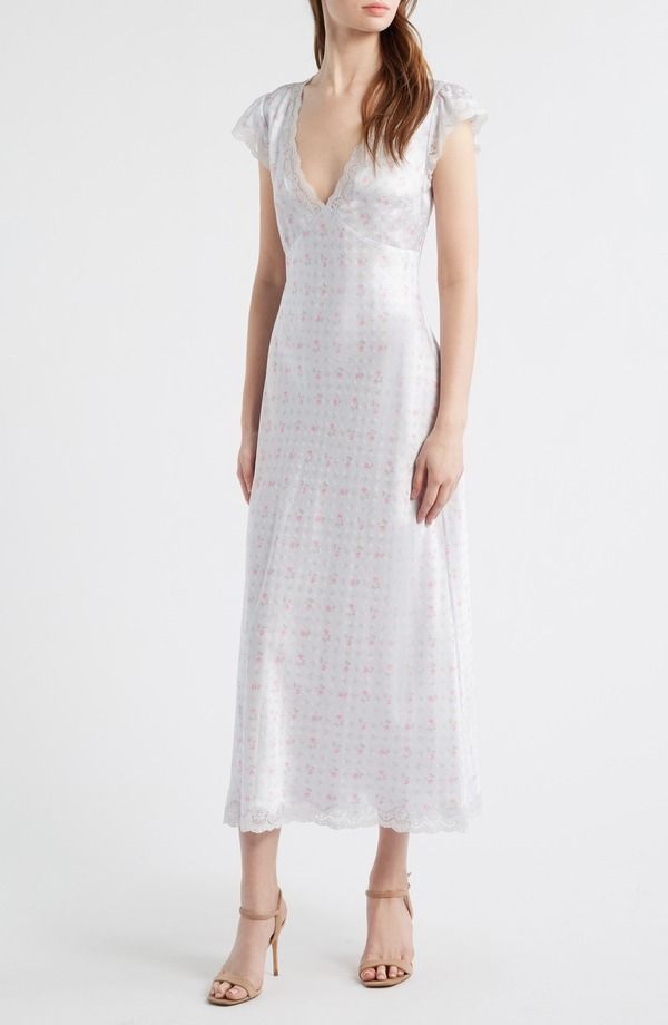 ラブスハックファンシー レディース トップス ワンピース フラワー柄 マキシ フラワー LoveShackFancy Theodore Floral Maxi Slipdress Chapparal Blue ブルー