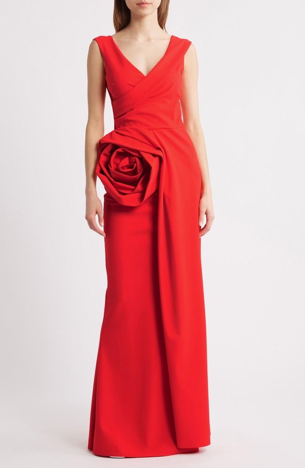 チアラ ボニ プティ ローブ レディース トップス ワンピース ノースリーブ Chiara Boni La Petite Robe Tekkan Sleeveless Rosette Mermaid Gown Geranium