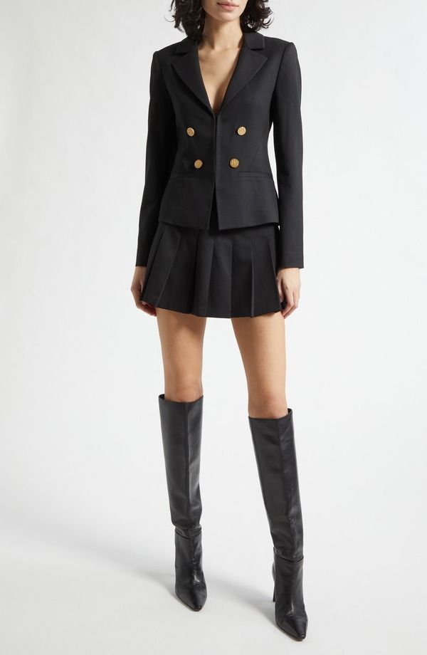 アリス アンド オリビア レディース トップス ワンピース プリーツ ブレザー Alice Olivia Mya Pleated Blazer Dress Black ブラック