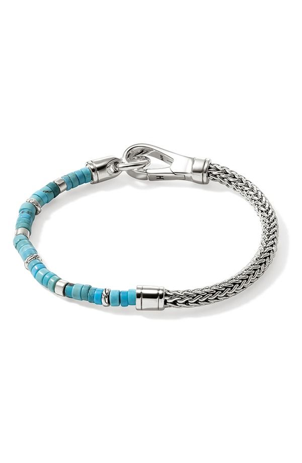 ジョン・ハーディー メンズ アクセサリー ブレスレット・バングル・アンクレット John Hardy Heishi Chain Bracelet Sterlingsilver Turquoise Treated Turquoise ターコイズ