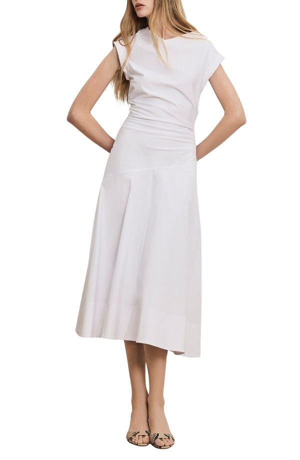 ヴェロニカ ベアード レディース トップス ワンピース ミディ コットン Veronica Beard Lisette Stretch Cotton Midi Dress White ホワイト