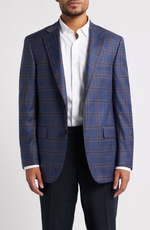 ピーター・ミラー メンズ アウター ジャケット・ブルゾン ウール コート Peter Millar Flynn Classic Fit Navy Brown Plaid Wool Sport Coat Blue ブルー