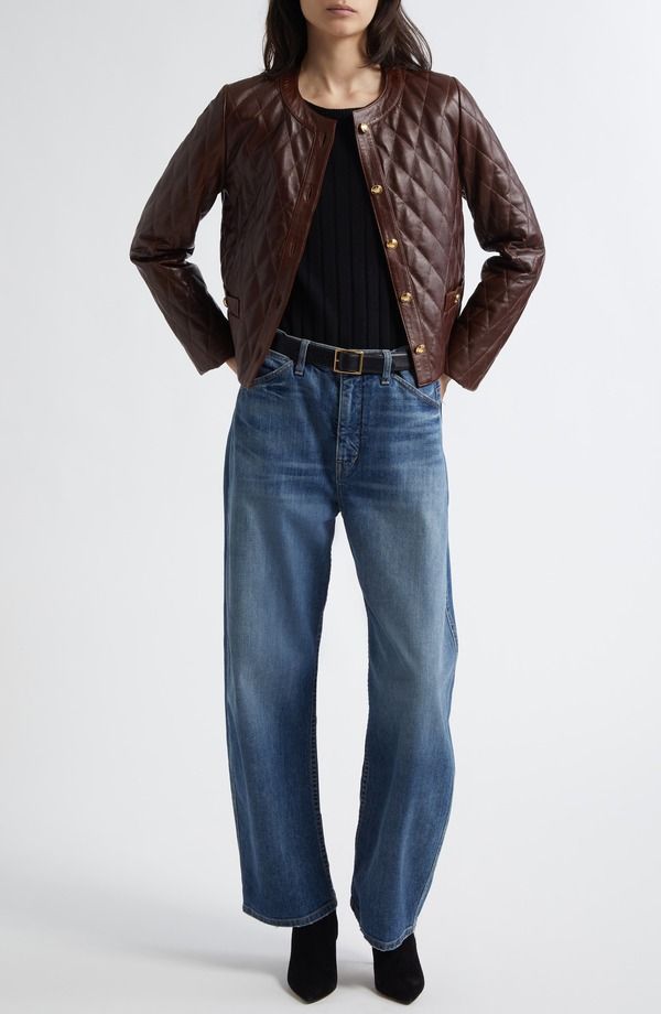 ニリロータン レディース アウター ジャケット・ブルゾン キルティング レザー Nili Lotan Amy Quilted Leather Jacket Bordeaux