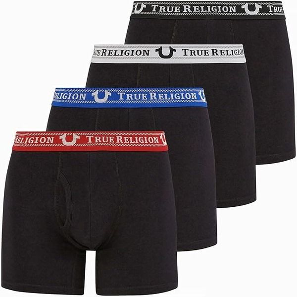 トゥルーレリジョン メンズ アンダーウェア ボクサーパンツ True Religion Boxer Briefstretch Underwear Pack of 4 Black ブラック