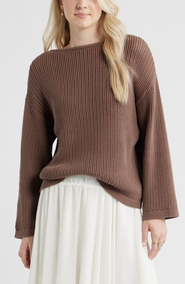 ビーピー レディース アウター パーカー・スウェット セーター コットン BP Cotton Open Stitch Sweater Brown Quartz ブラウン