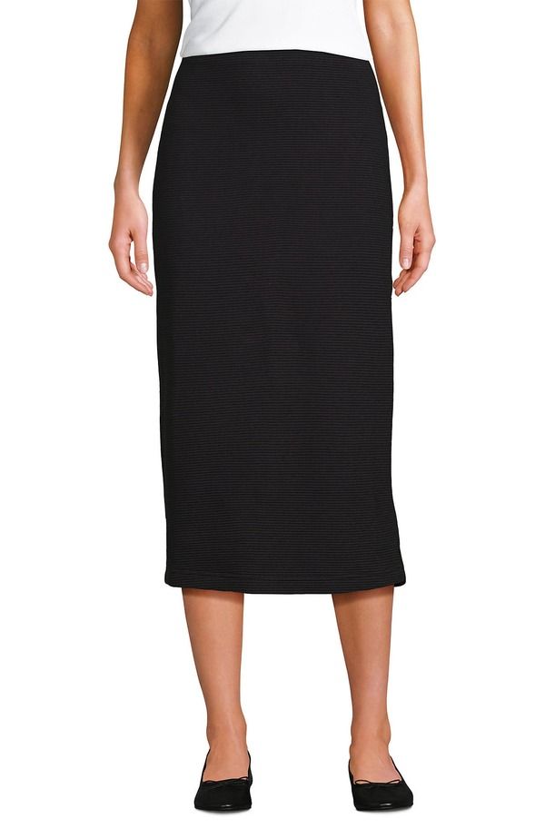 ランズエンド レディース ボトムスカート ミディ Lands End Starfish Side Zip Midi Skirt Black ブラック
