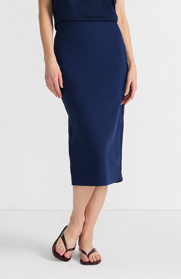 ランズエンド レディース ボトムスカート ミディ Lands End Starfish Side Zip Midi Skirt Deep Sea Navy ネイビー