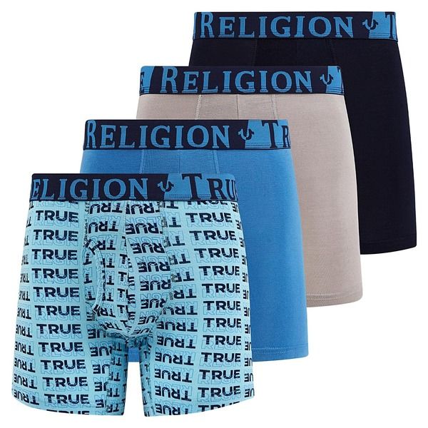 トゥルーレリジョン メンズ アンダーウェア ボクサーパンツ True Religion Boxer Briefstretch Underwear Pack of 4 BlueGrey グレー