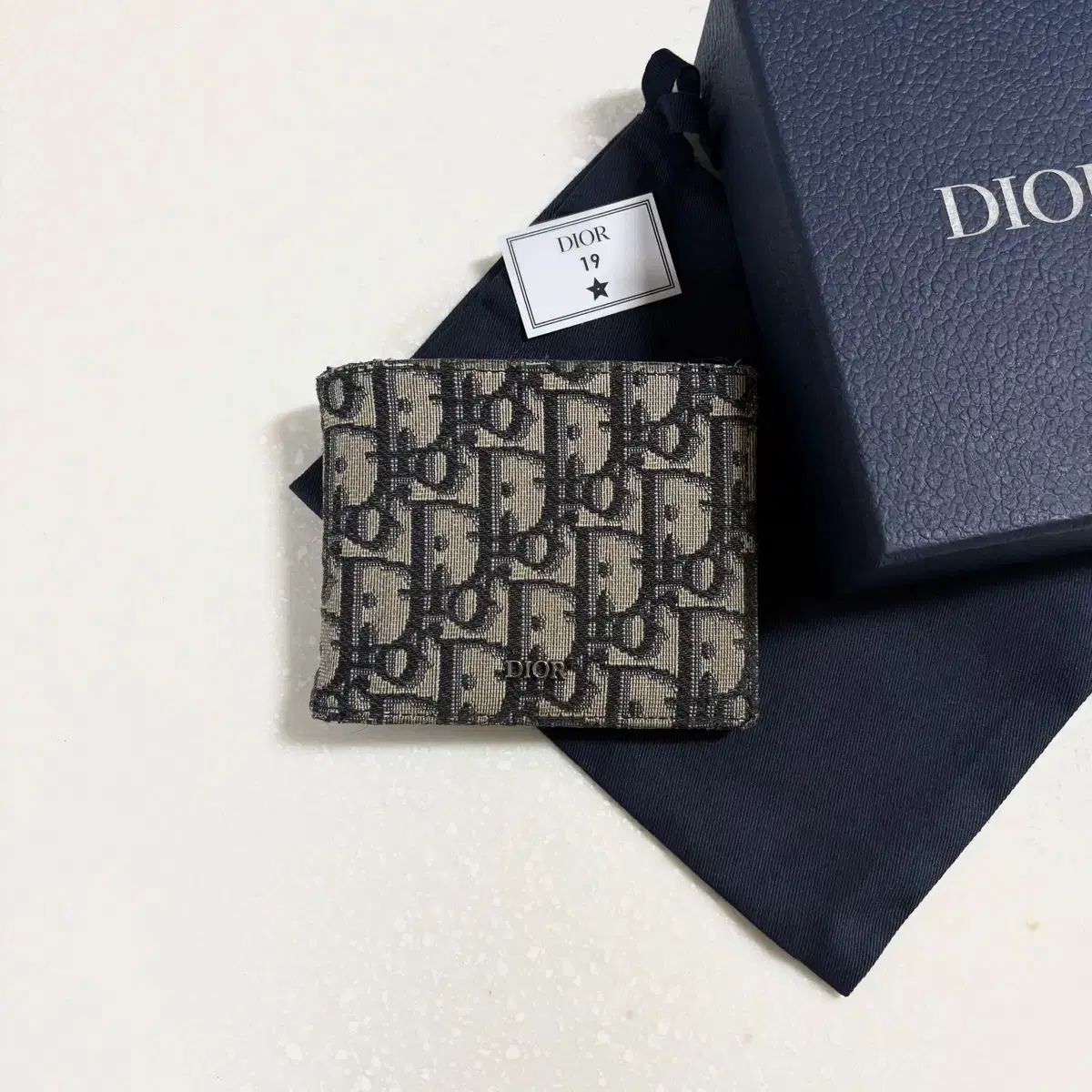 正規品/フルセット Dior ディオール オブリーク 二つ折り財布 ベージュ
