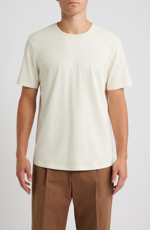 オープンエディット メンズ トップス Tシャツ クルーネック コットン Open Edit Crewneck Stretch Cotton TShirt Ivory Dove アイボリー