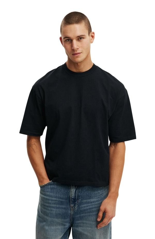 コットンオン メンズ トップス Tシャツ クロップド Cotton Mens Cropped FitShirt Black ブラック