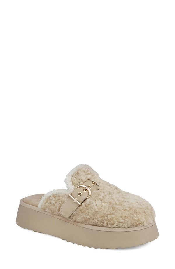 ミア レディース シューズ サンダル プラットフォーム MIA Sugary Faux Shearling Platformule Natural