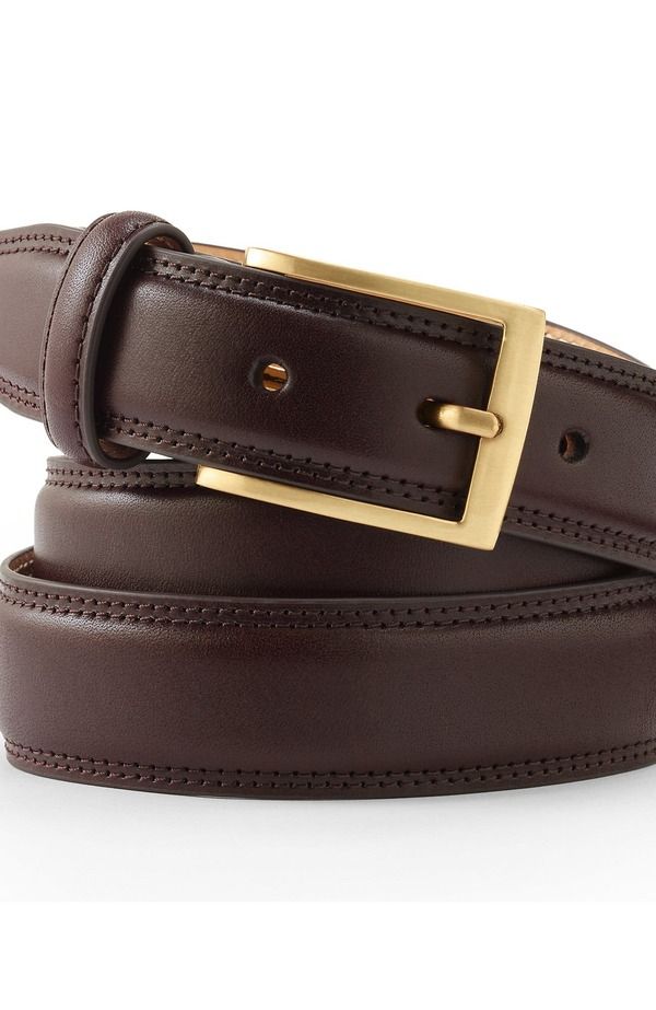 ランズエンド メンズ アクセサリー ベルト レザー Lands End Glove Leather Belt Dark Brown ブラウン