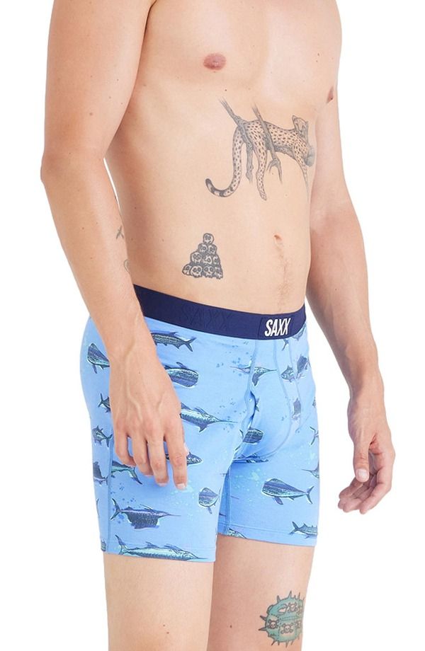 サックス メンズ アンダーウェア ボクサーパンツ SAXX Ultra Super Soft Boxer Briefs Fish OnSail Blue ブルー