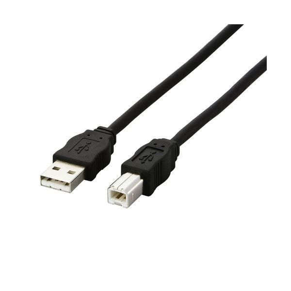 （まとめ）エレコム EU RoHS指令準拠環境対応USB2.0ケーブル (A)オス-(B)オス ブラック 3.0m USB2-ECO30 1本〔×5セット〕