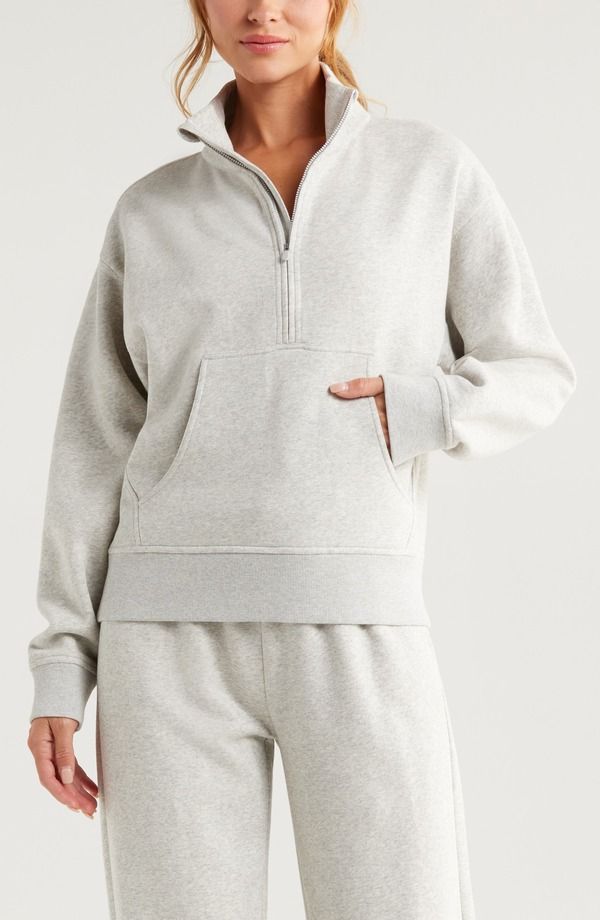 ゼラ レディース アウター パーカー・スウェット ハーフジップ シャツ フリース Zella Cloud Fleece Half Zip Sweatshirt Grey Light Heather グレー