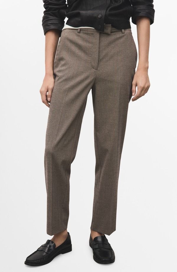マンゴ レディース ボトムス デニムパンツ アンクル MANGO Pinstripe Ankle Pants Light Heather Grey グレー