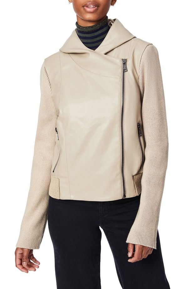ベルナルド レディース アウター ジャケット・ブルゾン レザー ニット フェイクレザー Bernardo Faux Leather Knit Moto Jacket Alpaca