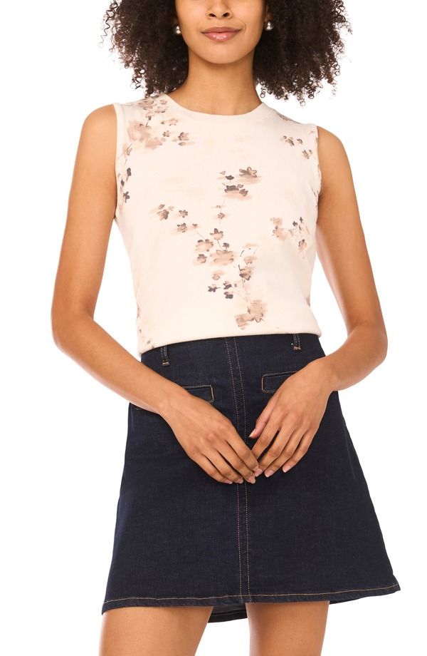 ヴィンスカムート レディース アウター パーカー・スウェット フラワー柄 セーター ノースリーブ フラワー Vince Camuto Floral Sleevelessweater Birch