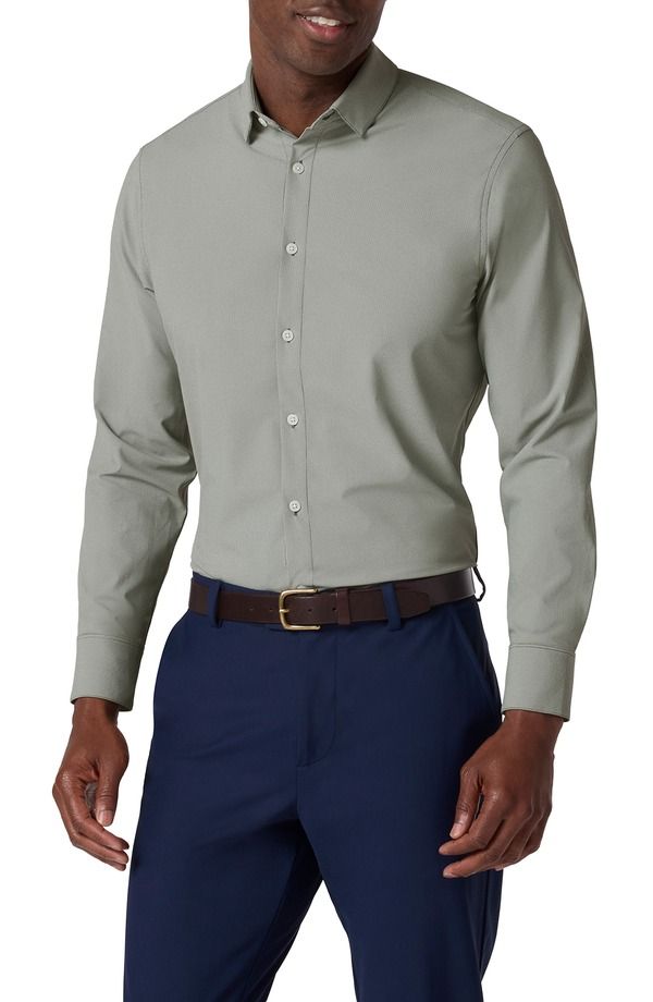 ミズンメイン メンズ トップス シャツ MizzenMain Leeward Microcheck Trim Fit ButtonUp Shirt Olive Straton Check オリーブ