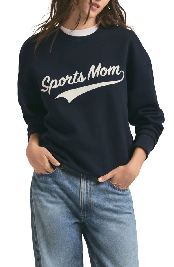 フェイバリット ドーター レディース アウター パーカー・スウェット シャツ コットン グラフィック Favorite Daughter Sports Mom Cotton Blend Graphic Sweatshirt Navy ネイビー
