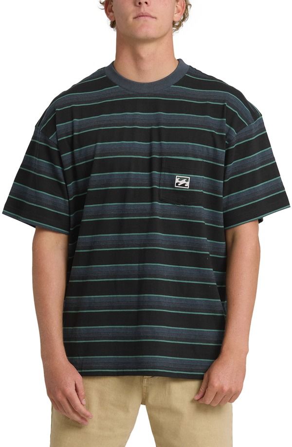 ビラボン メンズ トップス Tシャツ Billabong Baxter Oversize Stripe PocketShirt Black ブラック
