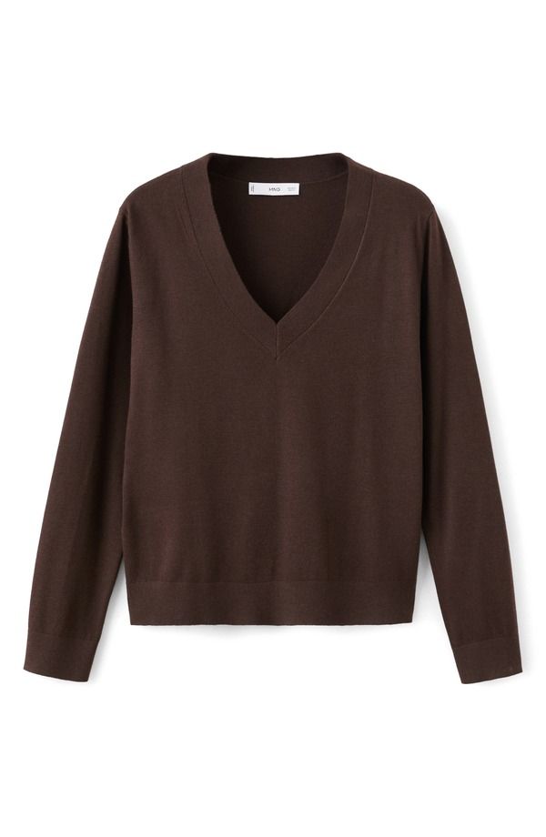 マンゴ レディース アウター パーカー・スウェット Vネック セーター MANGO VNeck Sweater Tobacco Brown ブラウン
