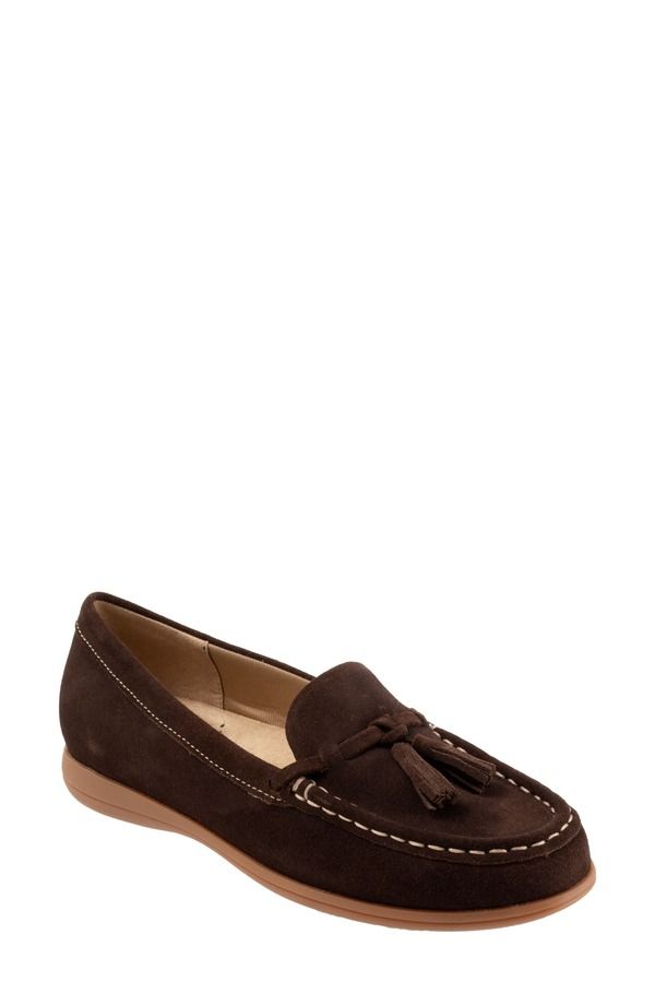 トロッターズ レディース シューズ スリッポン・ローファー Trotters Dawson Tasseloafer Dark Brown Suede ブラウン
