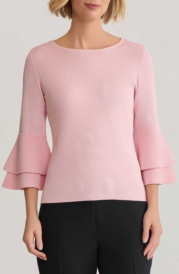 カスパール レディース アウター パーカー・スウェット セーター KASPER Double Flare Sleeve Sweater Tutu Pink ピンク